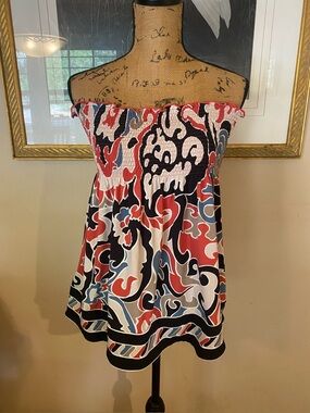 NWT BCBGMAXAZRIA Matte Jersey Strapless Smock Top Pomegranate Multi Women’s
SZ M